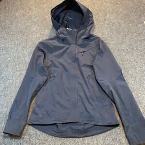 NAU Womens Small 100% Recycled Polyester Navy Blue Hooded Rain Jacket Coat